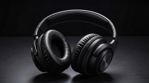 黒いヘッドホン02 黒いヘッドホン02の写真
