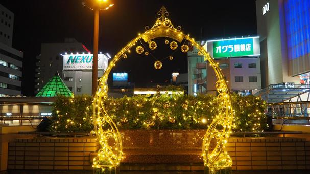冬の高崎駅前・クリスマスイルミ（高崎市） クリスマス,イルミネーション,冬の写真素材