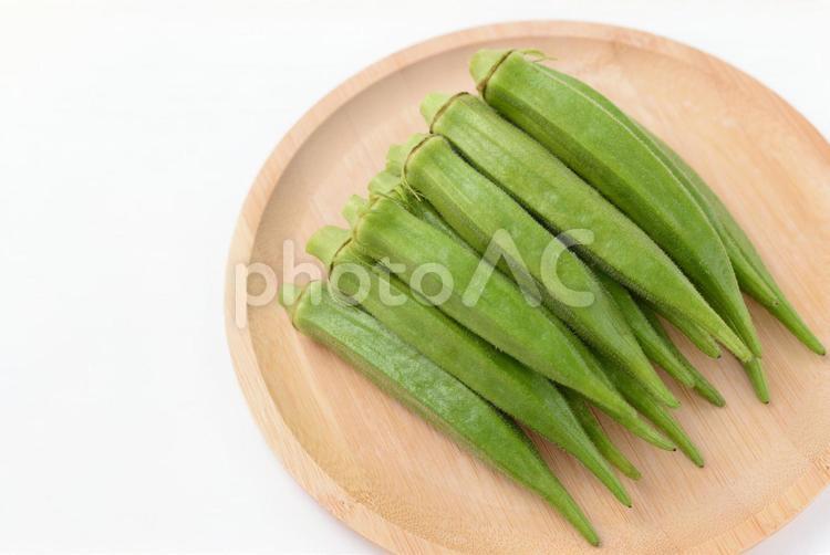 新鮮な採れたてのオクラ オクラ,おくら,野菜の写真素材