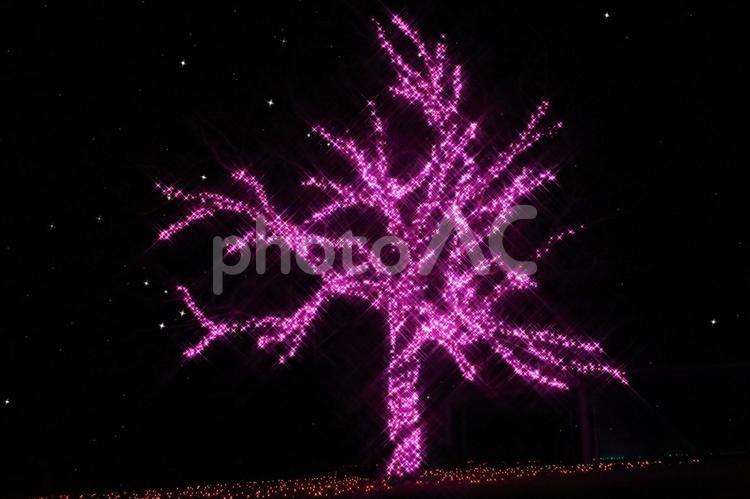 煌めく星空と冬のイルミネーション　合成 クリスマス,イルミネーション,夜景の写真素材
