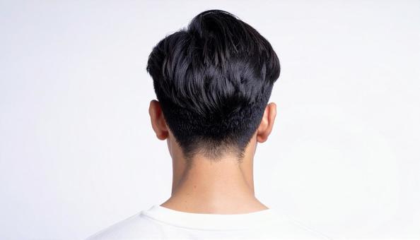 短髪アジア系男性の後頭部のクローズアップ 短髪アジア系男性の後頭部のクローズアップの写真