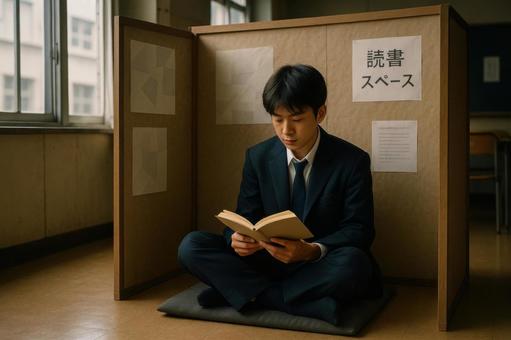 読書ブースで本を読む来場者 読書ブースで本を読む来場者の写真