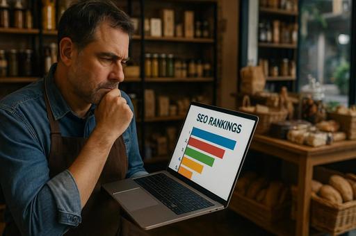 SEOランキング分析を見つめる人物 SEOランキング分析を見つめる人物の写真