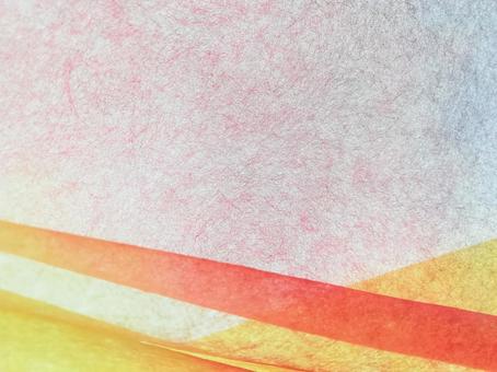 和紙　ざらざらに重ねた赤と金色のリボン 和紙,紙,背景の写真素材