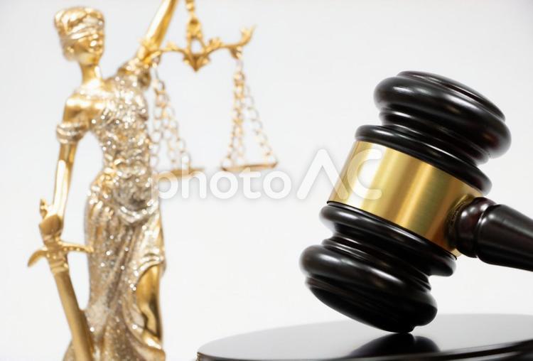 裁判イメージ 正義の女神,裁判,ガベルの写真素材
