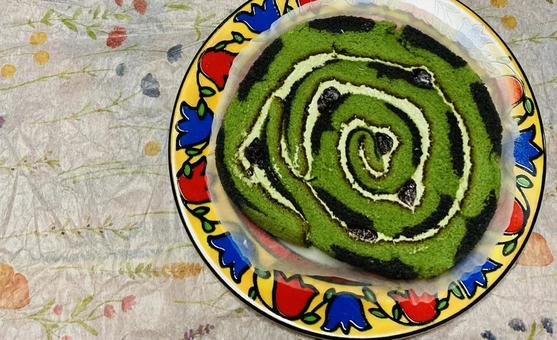 Photo, roll cake, sweets, matcha, 