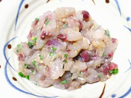 釣りたてのアジで作ったなめろう 釣りたてのアジで作ったなめろう 鯵,アジ,魚の写真素材