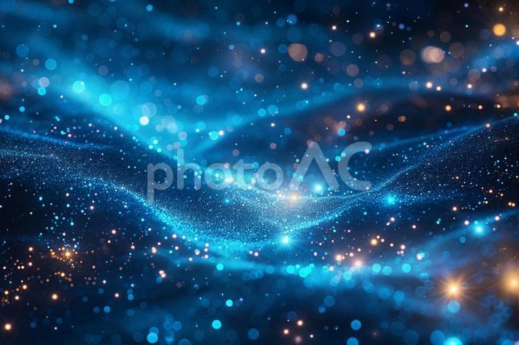 青の輝きが広がる幻想的な背景 宇宙,星,光の写真素材