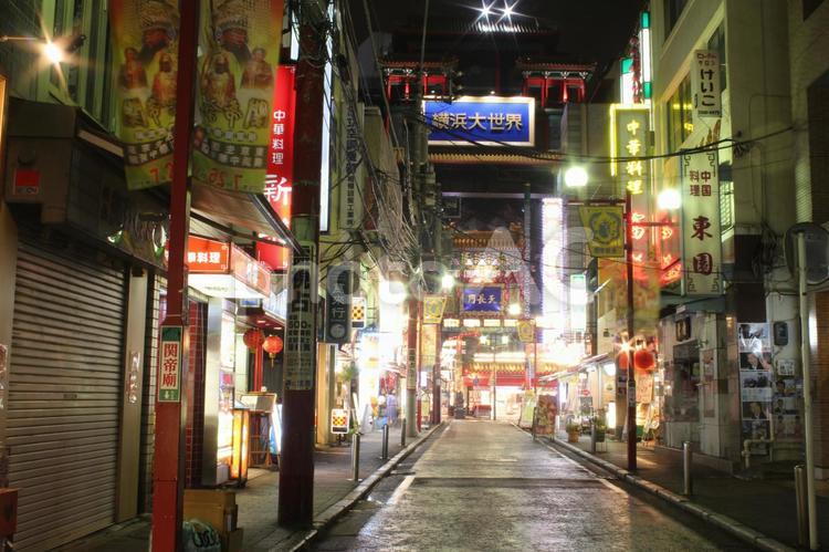 横浜中華街（夜景） 中華街,横浜,夜景の写真素材