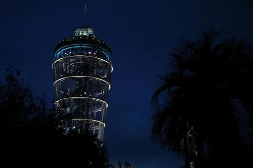 夜空にそびえる展望タワー タワー,展望台,夜景の写真素材