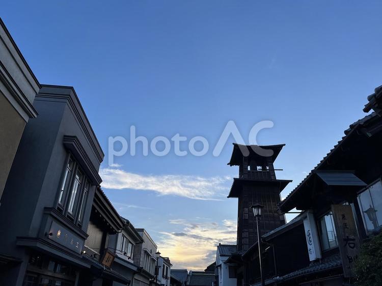 川越鐘つき通り・真夏の夕暮れ 川越,時の鐘,鐘つき通りの写真素材