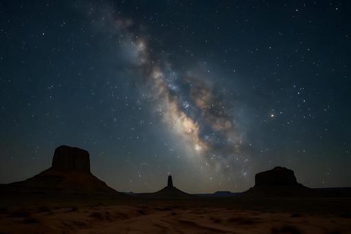 砂漠と天の川の写真