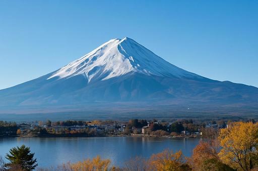 紅葉と富士山の絶景風景・日本の自然・旅行 紅葉と富士山の絶景風景・日本の自然・旅行の写真