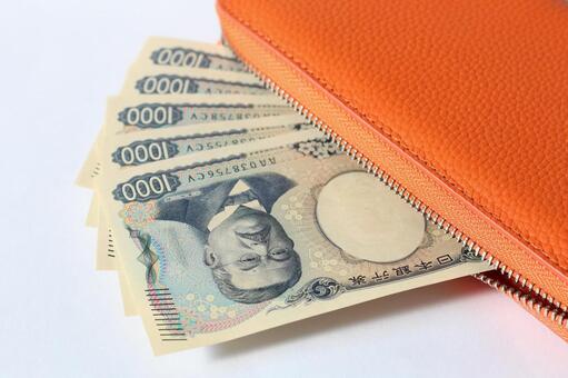 千円と財布 千円,財布,札の写真素材