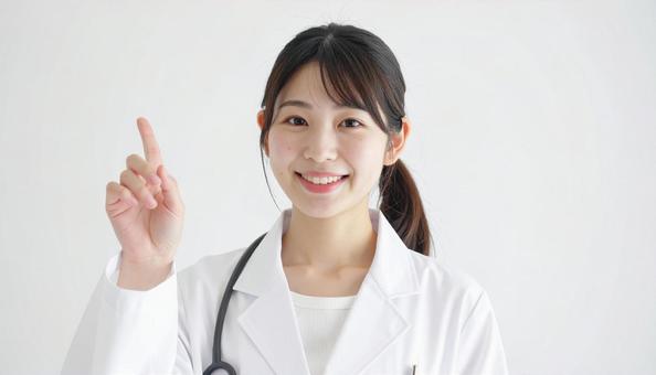 指をさす女医 指をさす女医の写真
