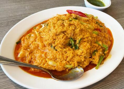 蟹の卵炒め 蟹の卵炒め,蟹,卵料理の写真素材