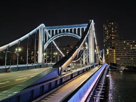 清洲橋　夜景 清洲橋,隅田川,夜景の写真素材
