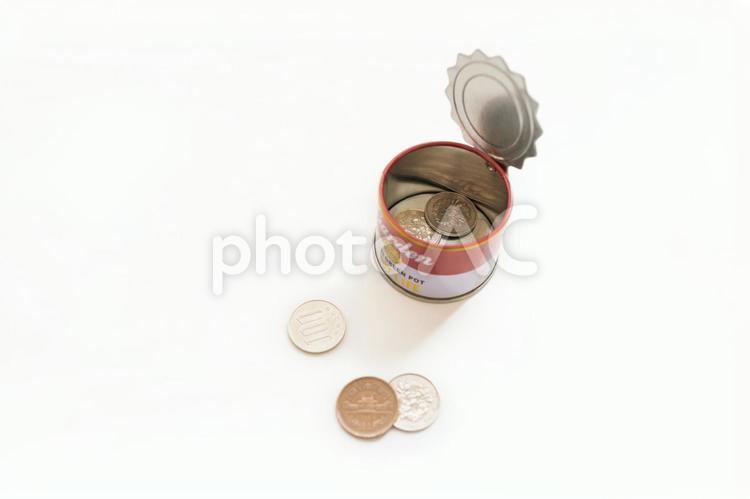 缶　投げ銭　03 投げ銭,小銭,硬貨の写真素材