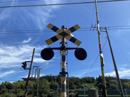 Photo, railroad crossing, sky, sunny, 