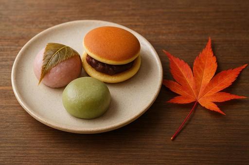秋の和菓子の写真