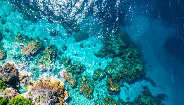 俯瞰でみる南国の海 俯瞰でみる南国の海の写真