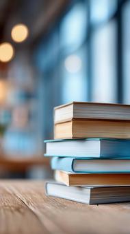 温かな光に包まれた色とりどりの書籍群 温かな光に包まれた色とりどりの書籍群の写真