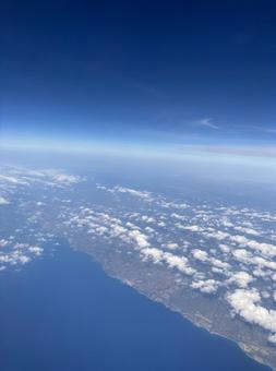 空から見たスペインの海岸線 空から見たスペインの海岸線の写真