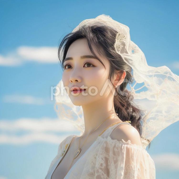AI生成美女・ウェディングドレス姿の女性 ai,ai生成,ai美女の写真素材