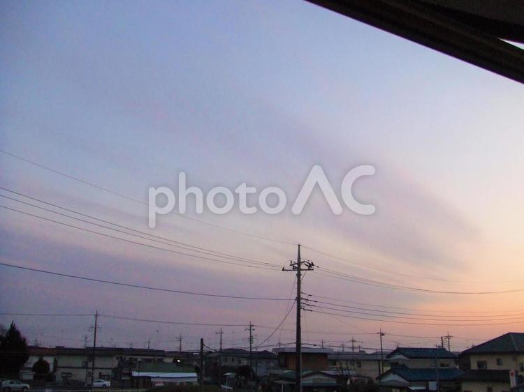 住宅街の夕焼け 夕焼け,住宅街,家の写真素材