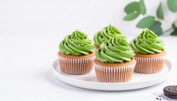 抹茶クリームのカップケーキ 抹茶クリームのカップケーキの写真