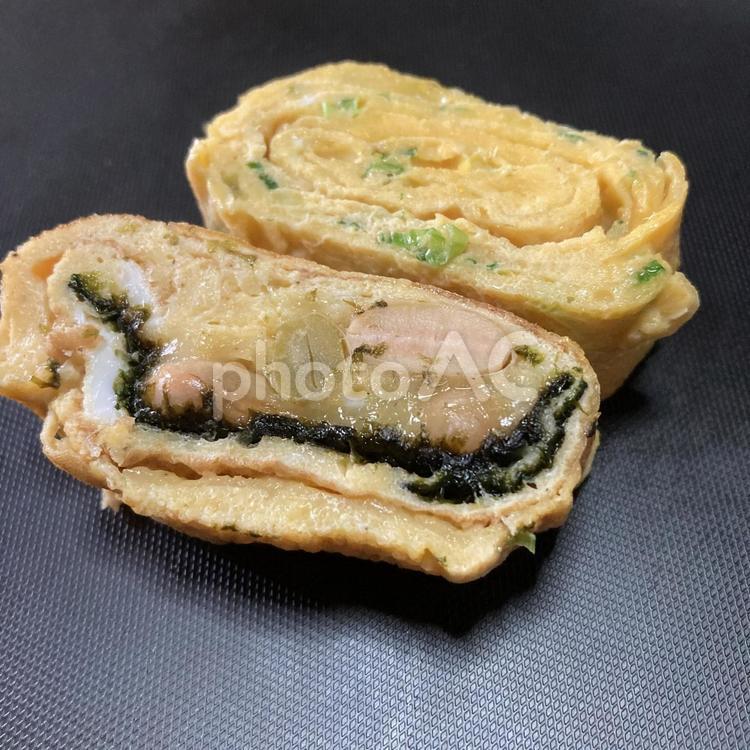 卵焼き〜ネギと豆チーズ 卵焼き,たまご焼き,お弁当おかずの写真素材