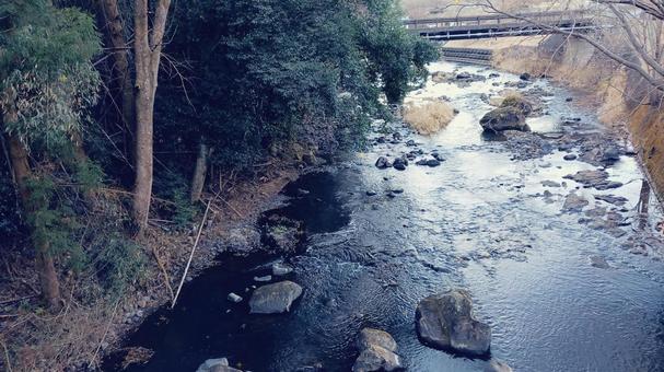 冬の川と橋 冬の川と橋の写真