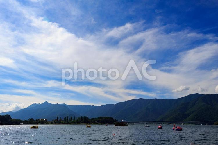 河口湖 河口湖,湖,空の写真素材