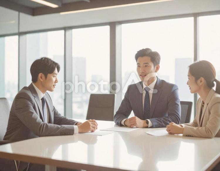 打ち合わせをするビジネスマン 男性,仕事,会社の写真素材