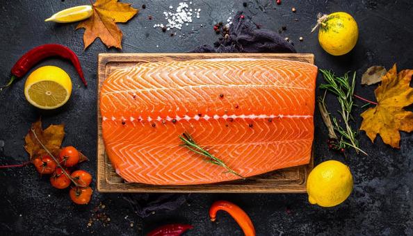 秋鮭の切り身の写真