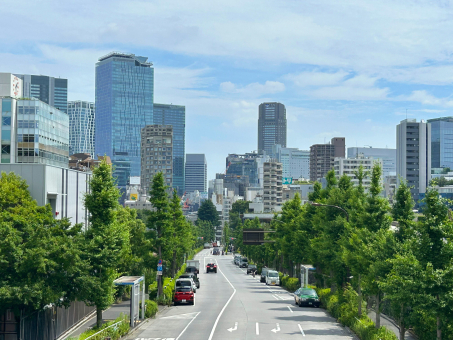 原宿から渋谷方面の風景 原宿から渋谷方面の風景 原宿周辺,街路樹,ビルの写真素材