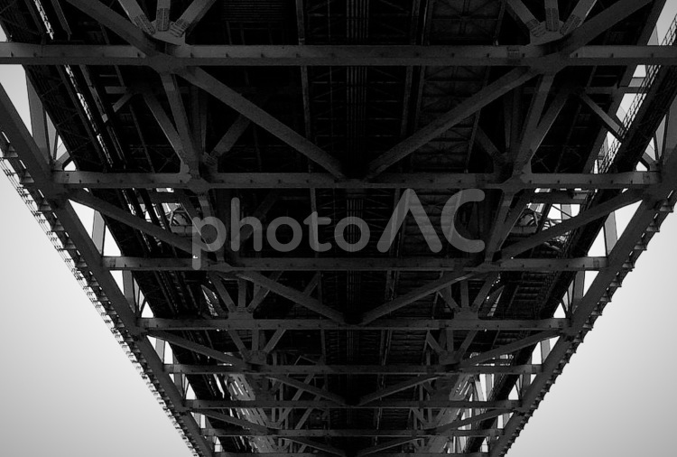 大きい橋の下(モノクロ) モノクロ,白黒,ローズの写真素材
