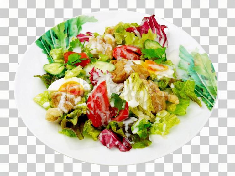 【PSD切抜き】洋食料理　チキンサラダ 洋食,チキンサラダ,サラダの写真素材