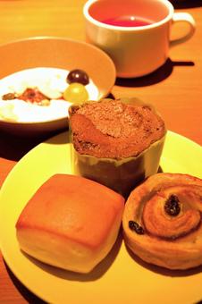 Photo, breakfast, yogurt, bread, 
