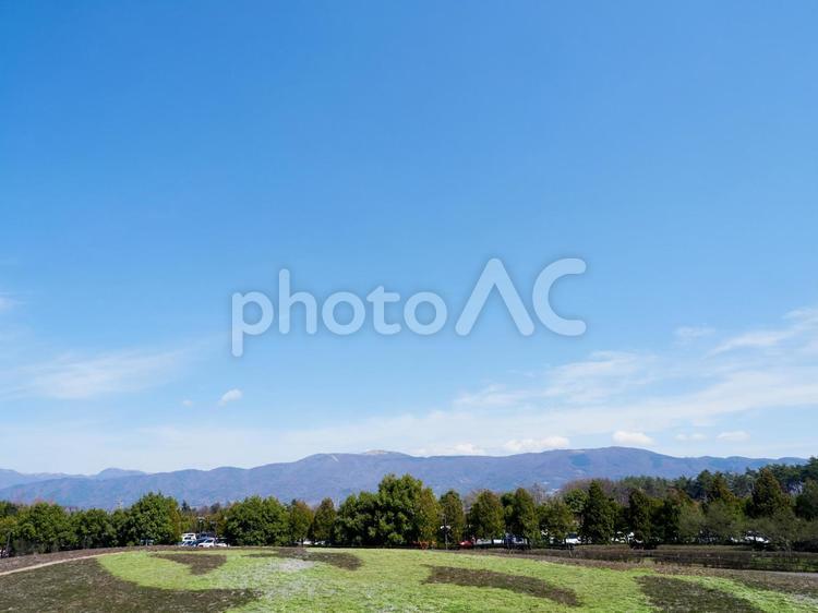 春の信州スカイパーク・鉢伏山方面 春,信州スカイパーク,松本空港の写真素材