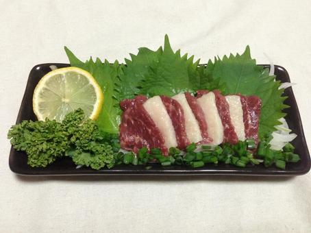 コウネと赤身肉（バラ肉）の馬刺し・馬肉 馬刺し,馬肉,赤身肉の写真素材