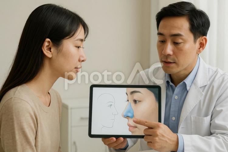 鼻整形前の打ち合わせ 美容整形,鼻整形,打ち合わせの写真素材