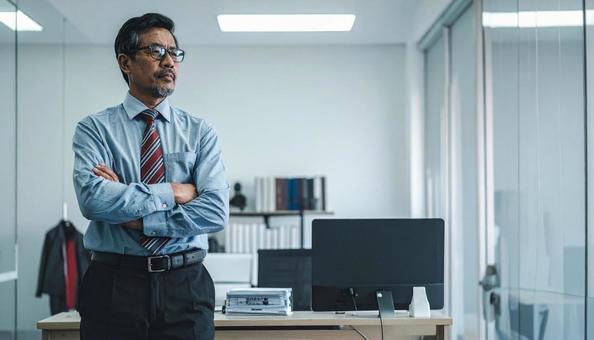 経営不振に腕を組んで悩む中小企業の社長 経営不振に腕を組んで悩む中小企業の社長の写真