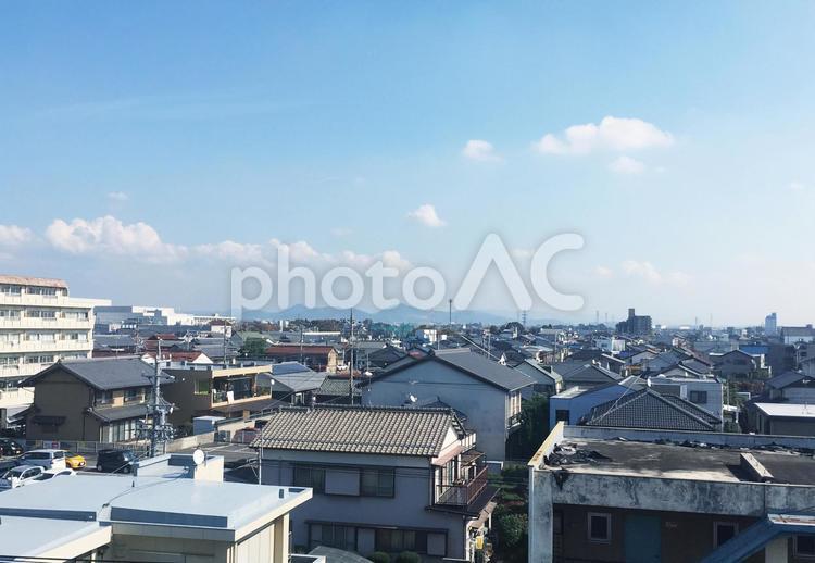 住宅街の景色 屋上,建物,青空の写真素材