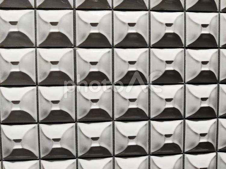幾何学的な白黒タイル 陰影,タイル,白の写真素材