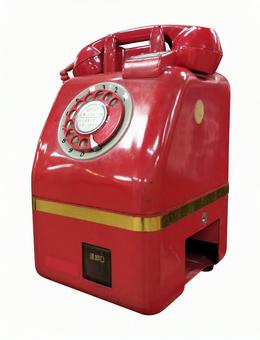 レトロな昭和の赤い公衆電話 右から レトロな昭和の赤い公衆電話 右から 赤電話,公衆電話,ダイヤル式の写真素材