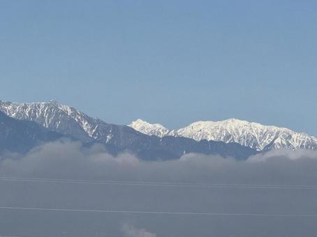 東雲の丘から見た針木岳 信州,長野県,山の写真素材