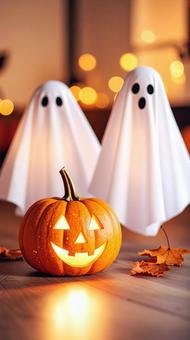 ハロウィン　おばけとかぼちゃの写真