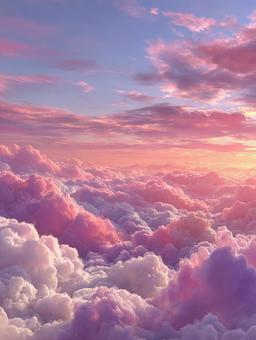 夢見るようなピンクと紫の空と雲 夢見るようなピンクと紫の空と雲の写真