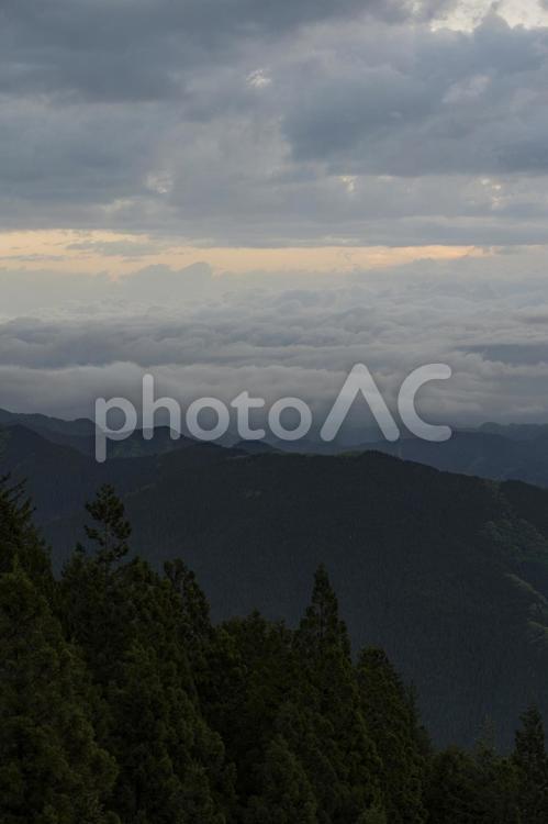 奥秩父三峰神社での日の出と雲海 雲海,秩父,奥秩父の写真素材